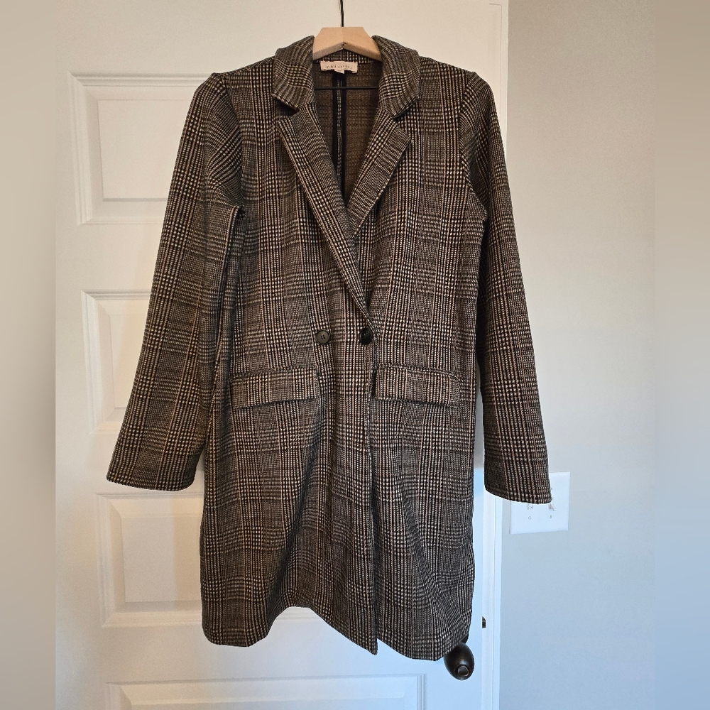 Classic Black and Brown Plaid Women's Coat